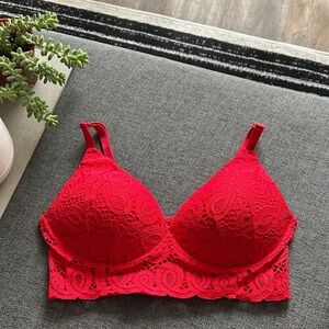NWT PINK Victoria's Secret Vibrant Red Lace Bra